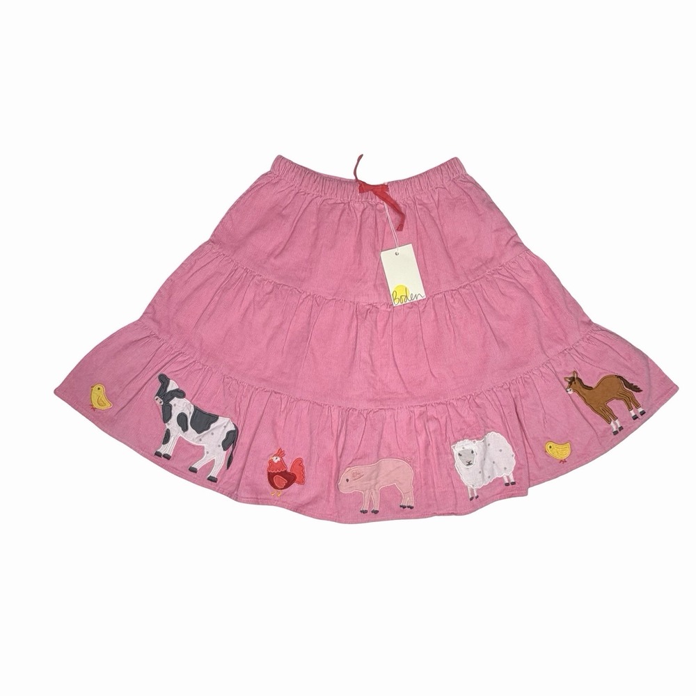 Mini Boden Farm Animal Appliqué Cord Skirt Size 5-6 NWT‎